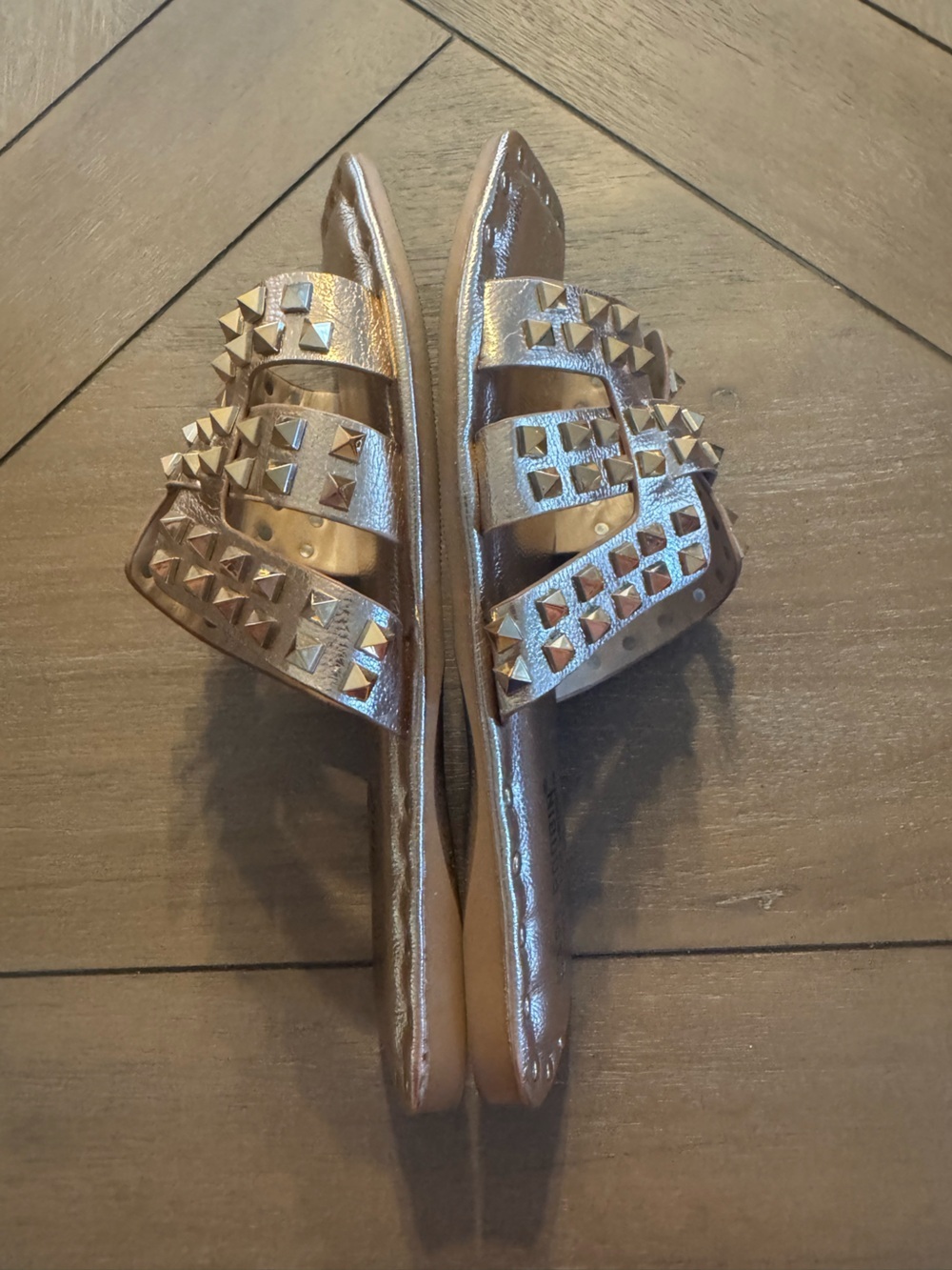 Cape Robbin Metallic Gold Stud Slide Sandals - Picture 10 of 13